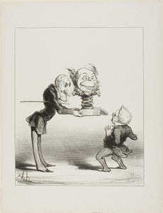 El padre Molé llevando regalos de Año Nuevo al pequeño Thiers, lámina 62 de Actualités de Honoré Victorin Daumier