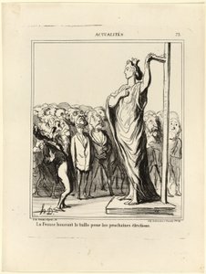 Francia se prepara para que sus candidatos aprueben la medida de las normas, plancha 73 de Actualités de Honoré Victorin Daumier