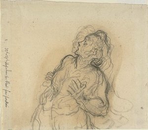 Mujer asustada de Honoré Victorin Daumier