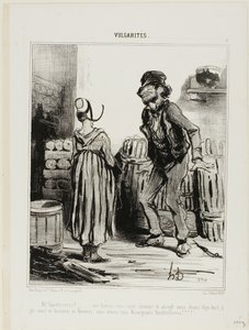"¡Ja! Maldita sea esposa... cuánto nos divertíamosnn cuando teníamos dieciocho años.... ni hombres ni mujeres..... sólo nosotros, los de Auvernia", plato 5 de Vulgarités. de Honoré Victorin Daumier
