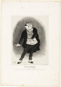 Henri Monnier (en el papel de Joseph Prudhomme) "- ¡Nunca permitiré que mi hija se convierta en la esposa de un escritorzuelo!", lámina 1 de Les Artistes Contemporains (Odéon). de Honoré Victorin Daumier