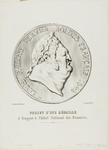 Luis Felipe, último rey de Francia 1848. Diseño para una medalla que fabricará la Fábrica Nacional de Moneda y Timbre de Honoré Victorin Daumier