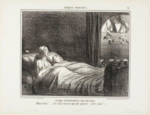 Una de las desventajas de vivir en el sótano. "Mira, aquí hay algunas más que crecieron anoche...", lámina 15 de Croquis Parisiens. de Honoré Victorin Daumier