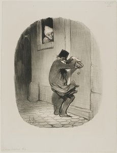 Pasada la medianoche, placa 19 de Locataires et Propriétaires de Honoré Victorin Daumier