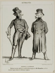 Ratapoil y Casmajou. Los miembros más activos de la sociedad filantrópica del 10 de diciembre: los retratos están tomados del natural y son de un parecido sorprendente, lámina seis de Actualités de Honoré Victorin Daumier