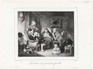 Lectura del periódico en el círculo familiar de Honoré Victorin Daumier