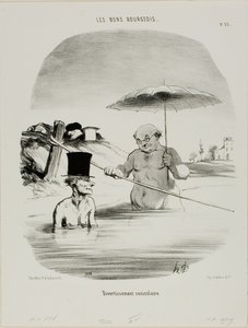 Relajación durante los días de perros, plato 33 de Les Bons Bourgeois de Honoré Victorin Daumier