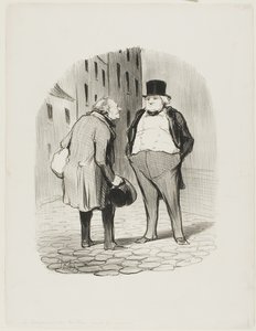 El burgués y su sastre, lámina 5 de Les Bons Bourgeois de Honoré Victorin Daumier