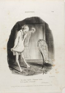 El vestido cae, el hombre permanece y las piernas tiemblan. (J.B. Rousseau), lámina 10 de Coquetterie de Honoré Victorin Daumier