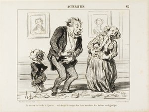 El interior de una familia el 2 de enero - o el peligro de consumir dulces inmoderadamente no higiénicos, lámina 62 de Actualités de Honoré Victorin Daumier