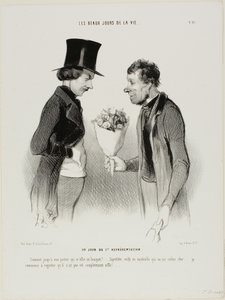 ¡La noche del estreno! "¡Qué! ¡Hasta mi portero me ofrece flores!... Bendita sea mi alma, esta comedia me costará una fortuna... Empiezo a lamentar que no haya sido silbada fuera del escenario por completo", plato doce de Les beaux jours de la vie