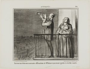 Los parisinos no se fían del todo de las garantías de Monsieur Babinet e insisten en esperar al cometa, plancha 394 de Actualités de Honoré Victorin Daumier