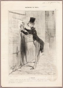 El hombre del cartel, lámina 17 de Bohémiens de Paris de Honoré Victorin Daumier