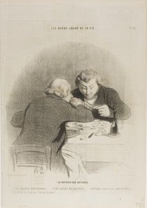 El regreso de la temporada de ostras. "- Podría comerme doce docenas de ellas... Imagínese que hay gente a la que no le gustan las ostras... - No tienen respeto por sí mismos...", plato 53 de Les Beaux Jours De La Vie.