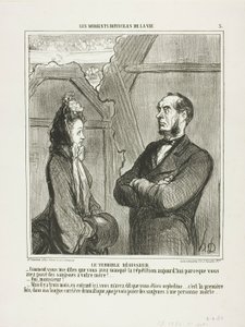El Terrible Director. "- ¡En efecto! ¿Me estás diciendo que te perdiste el ensayo de hoy porque tenías que ponerle sanguijuelas a tu madre - Sí, señor. - Pero, cuando viniste por primera vez hace tres meses, me dijiste que eras huérfano. Esta es la primera de Honoré Victorin Daumier