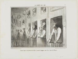 Las calles de París empiezan a tener este aspecto cada noche, lámina 7 de La Cométe De 1857 de Honoré Victorin Daumier