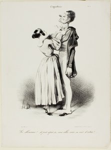 "Aquí tienes, querida.... y ahora apuesto a que irás detrás de otras chicas....", placa 1 de Coquetterie. de Honoré Victorin Daumier