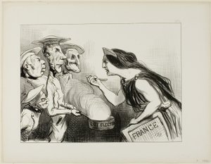 Demasiados cocineros estropean el caldo. "- Esto sí que sabe a mala cocina", plato 142 de Actualités de Honoré Victorin Daumier