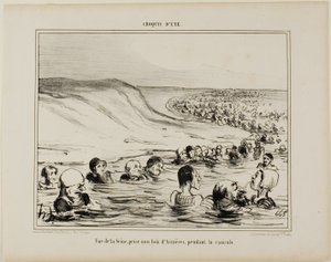 Vista del Sena cerca de Asnières durante los días de perros, lámina 2 de Croquis D