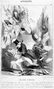 Un enfrentamiento de misterios: caricatura sobre "The mysteries of Paris", publicada en folletín por Eugène Sue - en "Le Charivari" del 16/02/1844