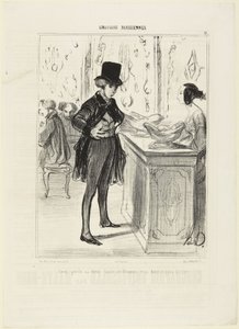 Haber perdido su media taza al dominó y su bolsa en la calle, número 12 de la serie Émotions Parisiennes de Le Charivari de Honoré Daumier