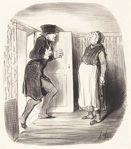 Inconveniente de visitar sin precaución un entresuelo... de Honoré Daumier