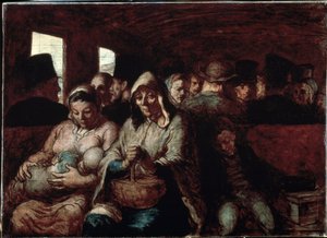 El vagón de tercera clase. Dos madres de origen social popular, en un tren con sus hijos de Honoré Daumier