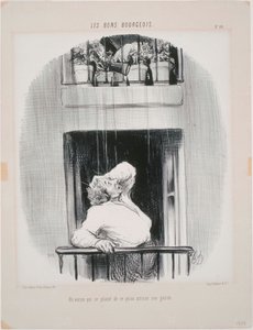 Les Bons Bourgeois: Un vecino que se queja de que le rieguen el agua de Honoré Daumier