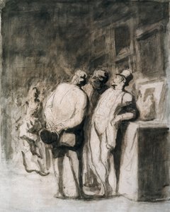 Los tres conocedores. Dibujo de Honore Daumier (1808-1879), arte francés, realismo del siglo XIX. Instituto de Arte de Chicago (EE.UU.). de Honoré Daumier