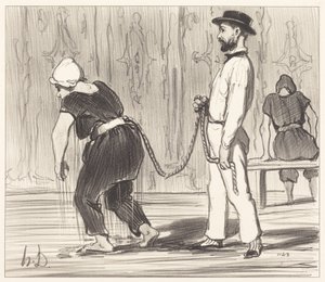 Madame Rabourdeau en su primera lección de Honoré Daumier