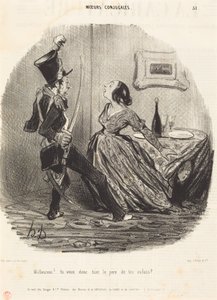 ¡Desgraciado! ¿Quieres entonces matar al padre de tus hijos? de Honoré Daumier