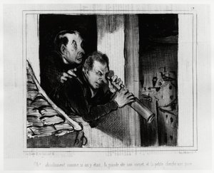 ¡Oh! Absolutamente como si estuviéramos allí, la grande se quita el corsé y la pequeña busca una astilla. Ilustración de Honoré Daumier, publicada en 