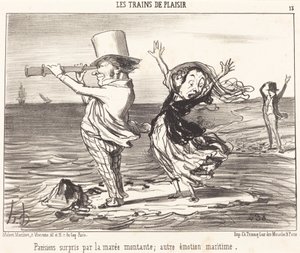 Parisienses sorprendidos por la marea... de Honoré Daumier