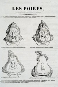 Peras: Caricatura que representa una metamorfosis del rostro de Luis Felipe en pera de Honoré Daumier