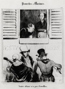 Proverbios y máximas: barriga hambrienta no tiene oídos. Ilustración de Honore Daumier (1808-1879). Caricatura del siglo XIX, Museo Carnavalet, París. de Honoré Daumier