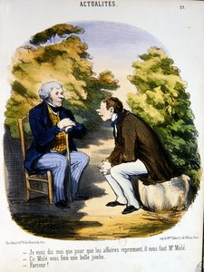 Dos hombres discutiendo sobre política y la utilidad del Conde de Mole