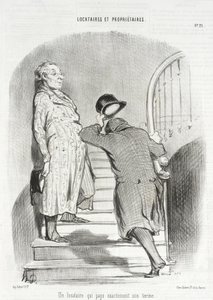 Un inquilino que paga puntualmente su alquiler de Honoré Daumier
