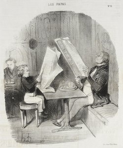 Un niño que se divierte con poco. Le Constitutionnel le basta para toda la velada de Honoré Daumier