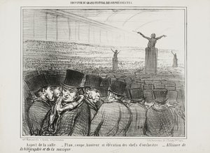 Vista del gran salón, lámina 1 de Souvenir Du Grand Festival Des Orphéonistes de Honoré Daumier