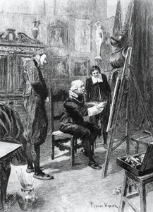 Ilustración de Pierre Vidal (1849-1929) para Obra maestra desconocida, cuento de Honore de Balzac (1799-1850) de la colección en varios volúmenes titulada Comedia humana, publicada en 1901, París.