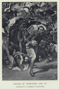 Figura de judío aterrorizado en la famosa pintura de Vernet - supuestamente una representación del Barón James Rothschild de Horace (after) Vernet