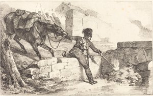 Artillero encendiendo una mina de Emile Jean Horace Vernet