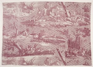 Fragmento de algodón impreso con diseño de escena de caza, c. 1815 de Emile Jean Horace Vernet