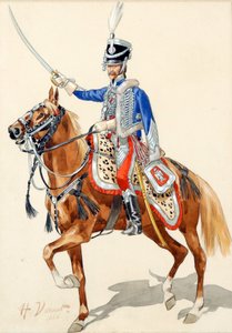 Húsar ruso levantando su sable de Emile Jean Horace Vernet