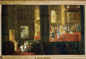 La coronación de la emperatriz María Feodorovna, 5 de abril de 1797. (La coronación de la emperatriz María Feodorovna el 5 de abril de 1797). Pintura de Horace Vernet (1789-1863). Óleo sobre lienzo, 60 x 95 cm. Arte francés del siglo XIX. Museo Estatal Rus de Emile Jean Horace Vernet
