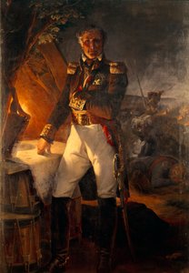 Retrato de cuerpo entero de Laurent Marqués de Gouvion Saint Cyr (1764-1830) mariscal del Imperio en la Batalla de Polotsk de Emile Jean Horace Vernet