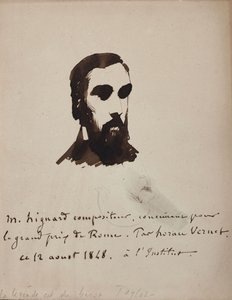 Retrato del compositor Aristide Hignard 1822-1898, 1848 de Emile Jean Horace Vernet