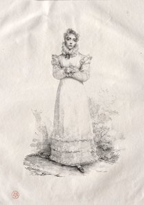 Joven mujer de pie de Emile Jean Horace Vernet