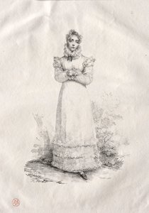 Joven mujer de pie de Emile Jean Horace Vernet