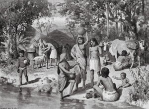 Arios asentados en la India, Sacrificio al aire libre (litografía) de Horace van Ruith